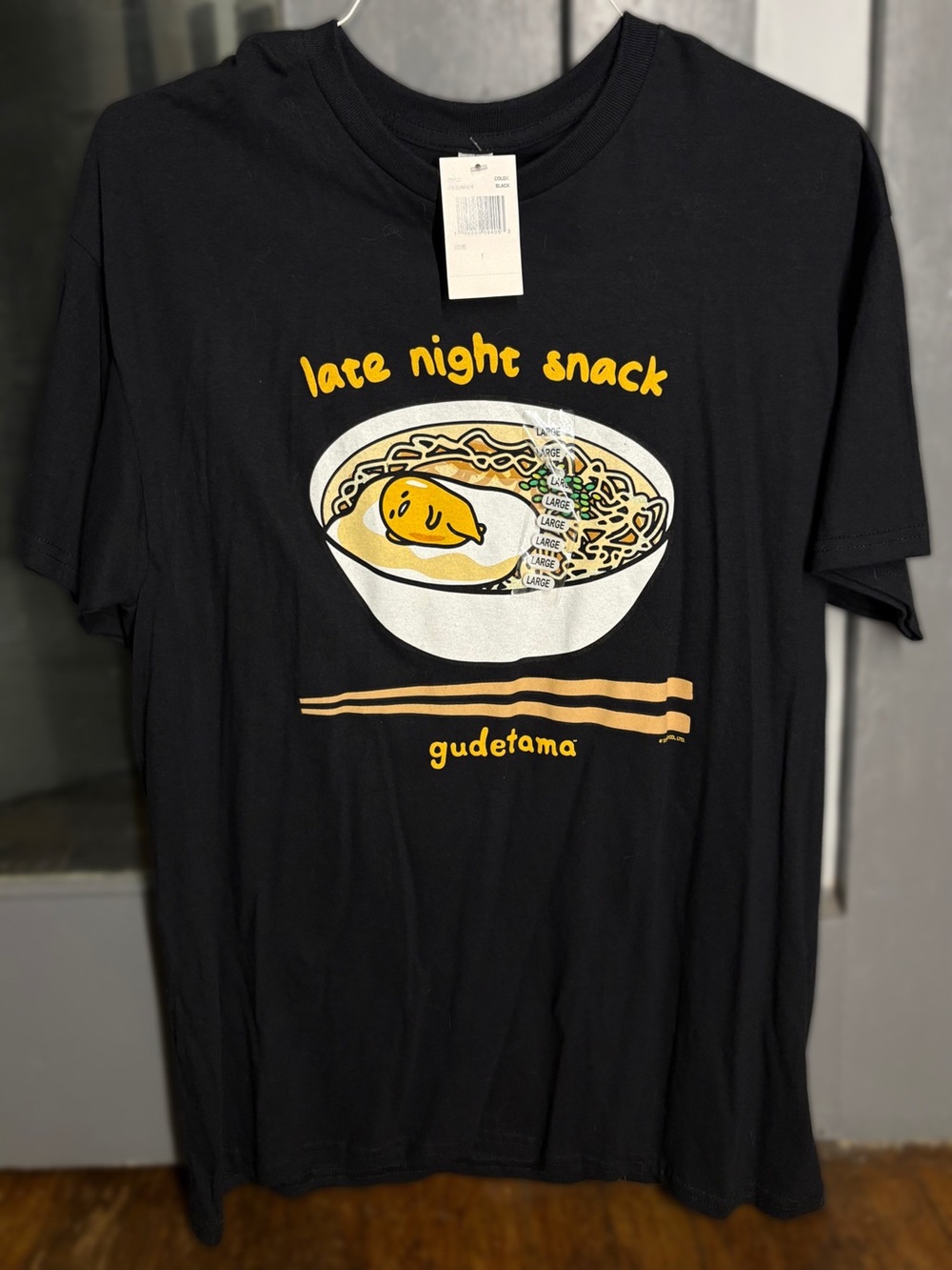 Gudetama 'Late Night Snack' Black Graphic Short Sleeve Tee